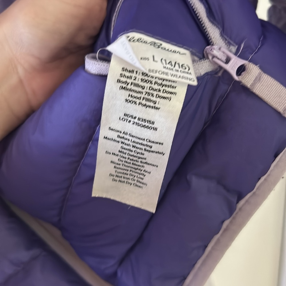 Eddie Bauer reversible Girls hooded Winter Jacket sz L (14/16) purple ombre - Picture 4 of 5
